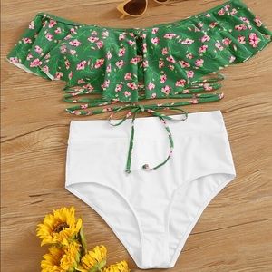Green floral bikini set